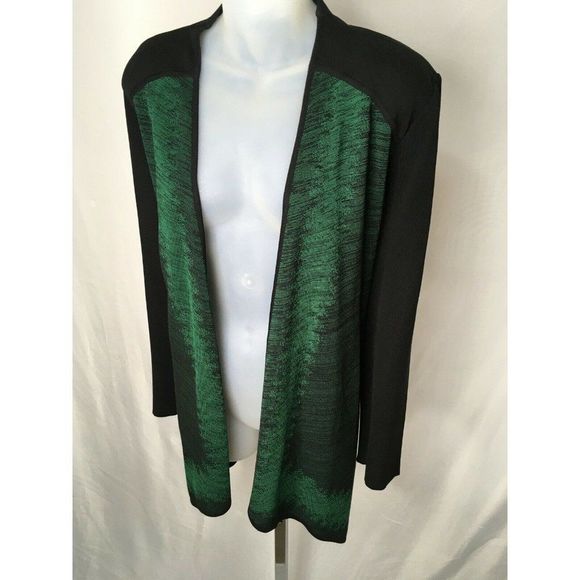 Ming Wang Elegant Green and Black Women's Top - Picture 6 of 12